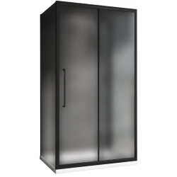 Душевой уголок ABBER Schwarzer Diamant, 140х100 см, без поддона, прямоугольный/пристенный/П-образный, стекло матовое, (без сифона) без крыши, раздвижной, стеклянный, алюминиевый профиль, цвет- черный