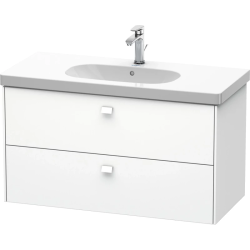 Тумба под раковину Duravit Brioso, 102х46,9х56,3 см, подвесная, 2 выдвижных ящика, ДСП, цвет: белый матовый, шкафчик навесной, механизм доводчика, прямоугольная, правая/левая, для раковины D-Code, в ванную комнату