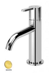 Смеситель для раковины Cezares Leaf, однорычажный, низкий, длина излива 108 мм, неповоротный, керамический, латунь, цвет золото, с донным клапаном