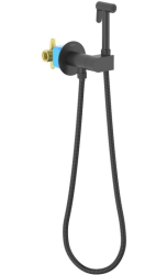 Смеситель с гигиеническим душем Aquatek Оберон встраиваемый, однорычажный, керамический, без излива, с гибким шлангом/лейкой, латунь, цвет матовый черный