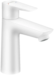Смеситель для раковины Hansgrohe Talis E 110 однорычажный, фиксированный, излив короткий, длина 11,2 см, керамический, латунь, цвет матовый белый, с донным клапаном