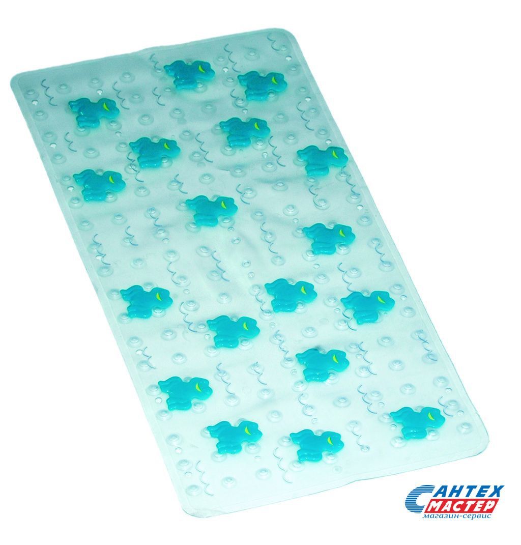 Коврик для ванны АкваЛиния 69х39 ПВХ голубой рисунок 7736