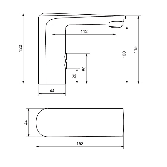 Смеситель для раковины/умывальника Damixa Jupiter, сенсорный, неповоротный, длина излива 112 мм, латунь, цвет черный