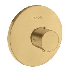 Смеситель для душа Axor Starck, термостатический, скрытого монтажа, настенный, без излива/шланга/лейки, круглый, латунный, цвет шлифованное золото, с термостатом, встроенный/встраиваемый/термостатный