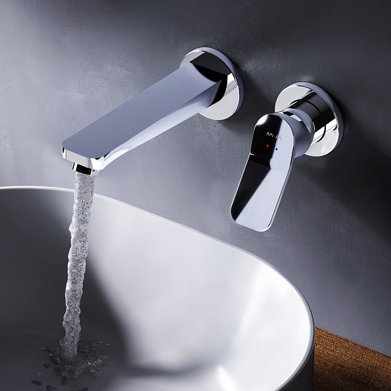 Смеситель для раковины/умывальника AM.PM X-Joy, встраиваемый, однорычажный, неповоротный, керамический, длина излива 187 мм, латунь, цвет хром