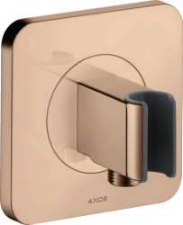 Держатель для душевой лейки Axor Citterio E Porter softsquare 120/120 со шланговым подсоединением, 12х12 см, настенный, латунный, квадратный, цвет полированное красное золото, для душевого шланга, для душа/ванной/душевой кабины