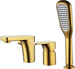 Смеситель для ванны D&K Berlin Tourto на борт ванны однорычажный, неповоротный, латунный, длина излива 12 см, керамический, цвет хром, с душевым шлангом/лейкой, на 3 отверстия