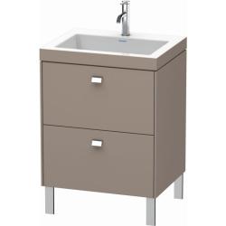 Тумба c раковиной Duravit Brioso, 60х48х70,1 см, напольная, 2 выдвижных ящика, ДСП, цвет: базальт/хром /Vero Air, мебельная, прямоугольная, цвет белый, фарфоровая, без отверстия под смеситель, без перелива