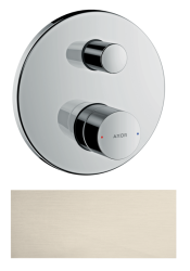 Смеситель для ванны Axor Uno однорычажный, с рукояткой zero, скрытого монтажа, настенный/встраиваемый, круглый, латунный, без излива, керамический, цвет шлифованный никель, без душевого шланга/лейки, защитная комбинация EN1717