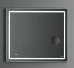 Зеркало Am.Pm Gem 800х700х30 см с LED/ЛЕД-подсветкой, прямоугольное, с ИК- сенсором, выключатель сенсорный, с часами, с косметическим зеркалом