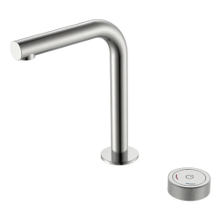 Смеситель для раковины/умывальника Boheme Tech, нажимной/автоматический, неповоротный, керамический, длина излива 140 мм, латунь, цвет никель