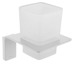 Подстаканник одинарный IDDIS Slide, настенный, сплав металлов/стекло, форма прямоугольная, для щеток в ванную/туалет/душевую кабину, цвет белый
