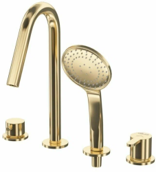 Смеситель для ванны/душа Cezares Leaf, на борт ванны, однорычажный, неповоротный, длина 163 мм, керамический, латунь, цвет Sunrise