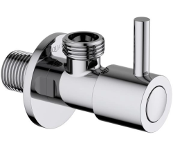 Вентиль угловой Aquatek AQ2451CR монтаж скрытый/на стену, 1/2", латунь, цвет хром, переходник для подвода воды, керамический 