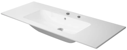 Раковина DURAVIT ME by Starck, WonderGliss 123х49х18 см, подвесная, прямоугольная, со столешницей, санфарфор, цвет белый, с 2 отверстиями под смеситель, антигрязевое покрытие, слив/перелив