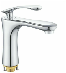 Смеситель для умывальника SHEVANIK однорычажный, округлый, хромированный, неповоротный, длина излива 125 мм, латунь, цвет хром