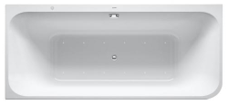 Ванна Duravit Happy D.2 Plus 180х80 см гидромассажная, пристенная, акриловая, цвет: белый/графит матовый, с ножками/сливом-переливом/фронтальной панелью, прямоугольная/угловая, с системой гидромассажа Combi-System E, два наклона для спины, левая