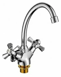 Смеситель для кухни/мойки LEDEME, двухвентильный, поворотный, керамический, длина излива 145 мм, цинк, цвет хром