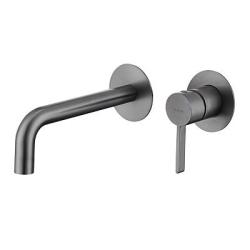 Смеситель для раковины/умывальника Splenka S221.11.09 встраиваемый, однорычажный, неповоротный, нержавеющая сталь, длина излива 191 мм, керамический, цвет графит