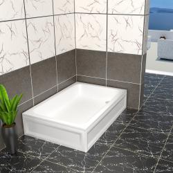 Душевой поддон RGW Acrylic B/CL-S-A, 80х100х15 см, прямоугольный, акриловый, низкий, белый, с антискользящим покрытием, с бортиком, литой, литьевой, для душа