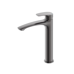 Смеситель для раковины/умывальника Milardo Rora, однорычажный, неповоротный, керамический картридж, высокий, длина излива 166 мм, латунь, цвет графит RORGM01M01