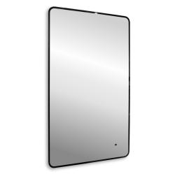Зеркало Abber See 60х100 см, с LED/ЛЕД-подсветкой, прямоугольное, бесконтактный выключатель, диммер, черный, монтаж горизонтальный/вертикальный, для ванны, навесное/подвесное/настенное