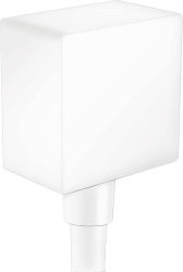 Шланговое подсоединение Hansgrohe FixFit Square размер 6,4х6,4 см, цвет матовый белый, квадратное, пластик, встроенный обратный клапан, подключение для душевого шланга, декоративная накладка, резьбовое соединение