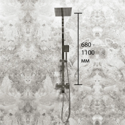 Душевая система Haiba, настенная, высота- 1250 мм, цвет хром, комплект: однорычажный смеситель/излив/тропический душ (с верхней лейкой)/лейка/держатель лейки/штанга/шланг, латунь, наружного монтажа