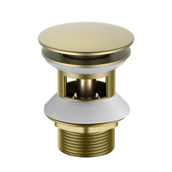 Донный клапан Aquatek AQ6002BG с переливом, цвет шлифованное золото, click/clack, 66х78 мм латунь, для раковины/умывальника