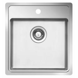 Мойка 495х460 см TopZero серия Micro, универсальная, из нержавеющей стали, полированная, квадратная, отверстие под смеситель, слив-перелив, для кухни
