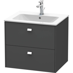 Тумба под раковину Duravit Brioso, 62x47,9x55,3 см, подвесная, 2 выдвижных ящика, ДСП, цвет: графит матовый/хром, шкафчик навесной, механизм доводчика, прямоугольная, правая/левая, в ванную комнату