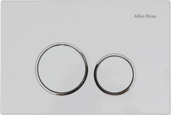 Кнопка смыва Allen Brau Priority прямоугольная, цвет белый глянец/хром, пластик, клавиша управления для сливного бачка, двойная, размер 245х165х14 мм, кнопки круглые 