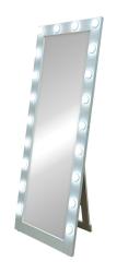 Зеркало гримерное Континент, 60х175 см, с LED/ЛЕД-лампами (20 ламп), цвет рамы: белый, прямоугольное, выключатель механический, светодиодное, напольное/свободностоящее