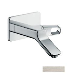 Смеситель для раковины Axor Urquiola, однорычажный, настенный/встраиваемый, скрытого монтажа, фиксированный излив, длина излива 20 см, керамический, латунь, цвет под сталь, незапираемый сливной набор