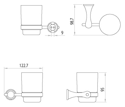 Стакан Lemark Стандарт керамический с держателем хром LM2136C