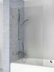 Душевая шторка на ванну Riho VZ Scandic NXT X409, 80х150 см, прозрачное стекло/профиль черный, фиксированная, плоская/панель, левая/правая, левосторонняя/правосторонняя, (душевая шторка для ванны)