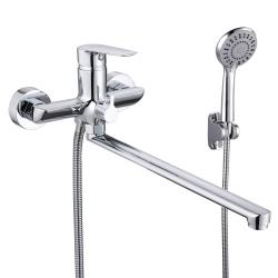 Смеситель для ванны/душа VIEIR настенный, однорычажный, поворотный, керамический, длина излива 350 мм, латунь, цвет хром