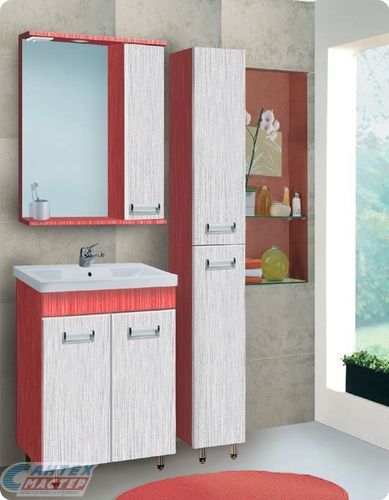 Тумба с раковиной GRADEONIKA Артемида 50, 48,2х28,6х69,5 см, напольная, 2 распашные дверцы, вставка матовое стекло с орнаментом ромб, МДФ/стекло, прямоугольная, цвет белый, прямоугольная 51823