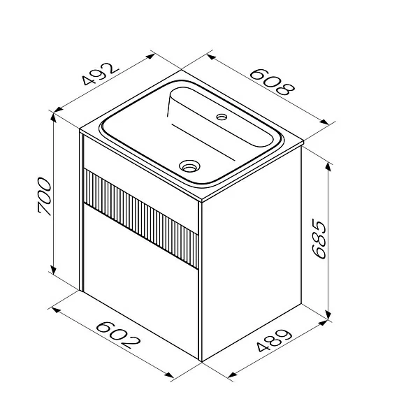 Тумба под раковину AM.PM Func 60, 602x489x685 мм, подвесная/напольная, цвет белый матовый, 2 выдвижных ящика, под раковину/умывальник, прямоугольная, универсальная