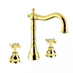 Смеситель для раковины Migliore Princeton, двухвентильный, поворотный, длина 165 мм, керамический, латунь, цвет золото