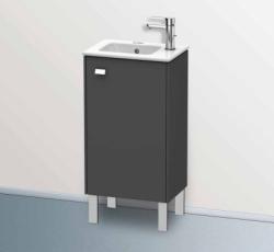 Тумба под раковину Duravit Brioso, 42х28,9х68,3 см, напольная, цвет: графит матовый/хром, 1 распашная дверца/одностворчатая, стеклянная полка, ДСП, прямоугольная, правая, в ванную комнату