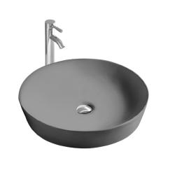 Раковина/умывальник Aquatek Европа, 41,5х41,5 см, накладная, круглая, санфарфор, цвет серый матовый, без отверстия под смеситель, без слив-перелива, умывальник