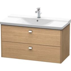 Тумба под раковину Duravit Brioso, 102х47,9х56,1 см, подвесная, 2 выдвижных ящика, ДСП, цвет: дуб европейский/хром, шкафчик навесной, механизм доводчика, прямоугольная, правая/левая, в ванную комнату