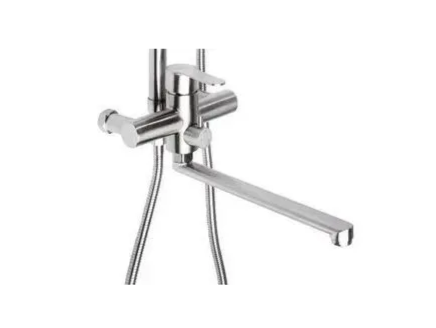 Душевая система Solone высота 1500 мм цвет хром, комплект: однорычажный смеситель/излив/тропический душ (с верхней лейкой)/лейка/стойка/шланг, нержавеющая сталь/ABS-пластик EZA16-B090