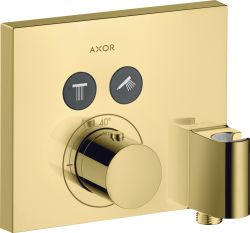 Смеситель для душа Axor ShowerSelect, термостатический, скрытого монтажа, 2 потребитель, настенный, без излива/шланга/лейки, прямоугольный, латунный, цвет полированная медь, со шланговым подключением и держателем душа, с термостатом