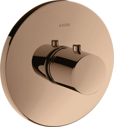 Смеситель для душа Axor Uno HighFlow, термостатический, скрытого монтажа, настенный, без излива/шланга/лейки, круглый, латунный, цвет полированное красное золото, с термостатом, встроенный/встраиваемый/термостатный