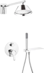 Душевая система встраиваемая Deante ARNIKA, цвет хром, комплект: однорычажный смеситель/тропический душ (с верхней лейкой)/лейка/держатель лейки/шланг, латунь