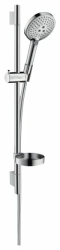 Душевой гарнитур Hansgrohe Raindance Select S 120 3jet, высота 90 см, комплект: ручной душ/душевая штанга/шланг для душа/ползунок/мыльница, стальной, нержавеющая сталь, цвет хром/белый, наружного монтажа, настенный, для душа/ванной
