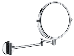 Зеркало Deante Round двустороннее, косметическое, без подсветки, круглое, на подвижной руке, цвет: хром, для ванной