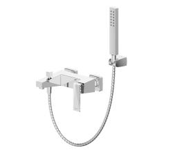 Смеситель для ванны/душа Bravat Iceberg, настенный, однорычажный, неповоротный, длина 182 мм, керамический, латунь, цвет хром